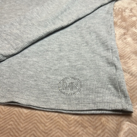 Michael Kors Waffle Knit Oversized Cowl Turtleneck Sparkle Logo sz L - Picture 3 of 6